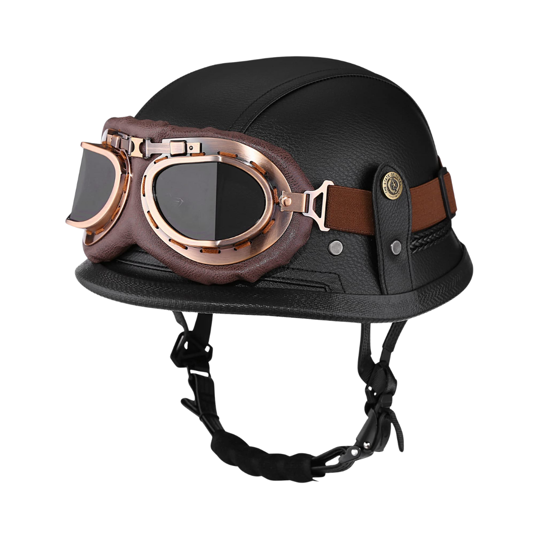 Retro German Leather Half Helmet Motorcycle - DOT Certification