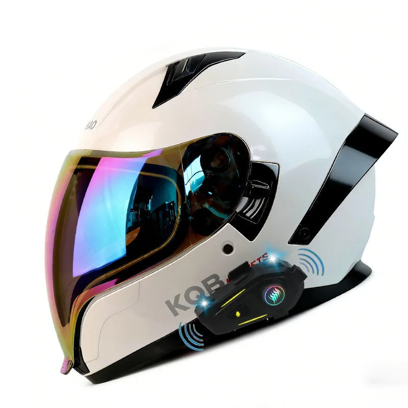 BikerForge Vista Full-Face Helmet — Dual Visor, Bluetooth Ready