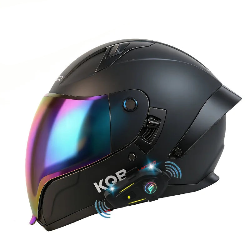 BikerForge Vista Full-Face Helmet — Dual Visor, Bluetooth Ready
