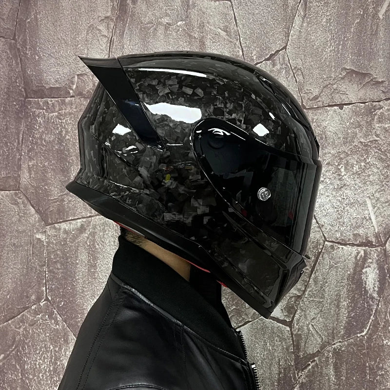 BikerForge Vertex Carbon Full-Face Helmet — Real Carbon Fibre, DOT Certified