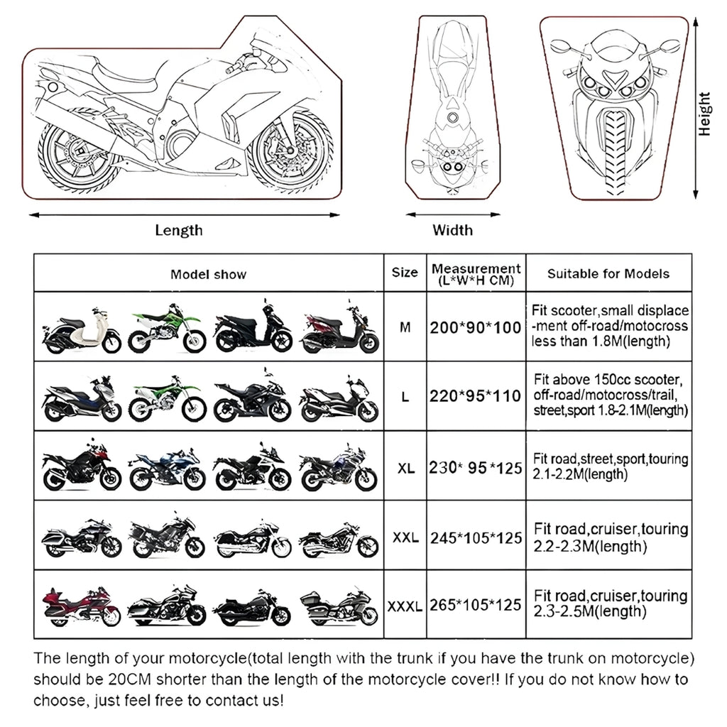 Motorcycle Cover Rain Protection and Sun Protection Built-in Anti-theft Buckle Dust Jacket