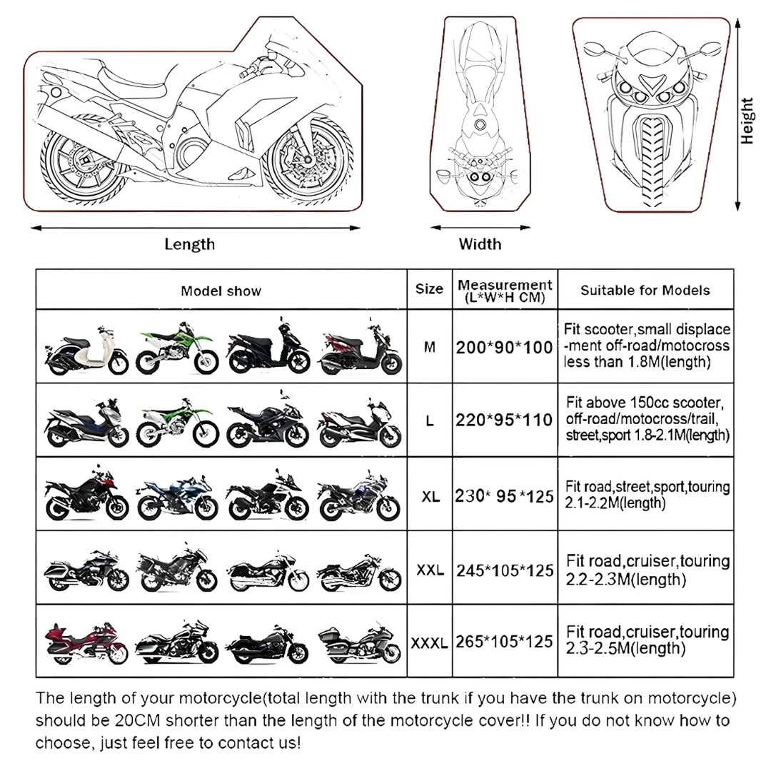 Motorcycle Cover Rain Protection and Sun Protection Built-in Anti-theft Buckle Dust Jacket