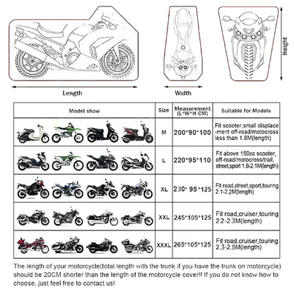 Motorcycle Cover Rain Protection and Sun Protection Built-in Anti-theft Buckle Dust Jacket