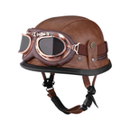 Retro German Leather Half Helmet Motorcycle - DOT Certification