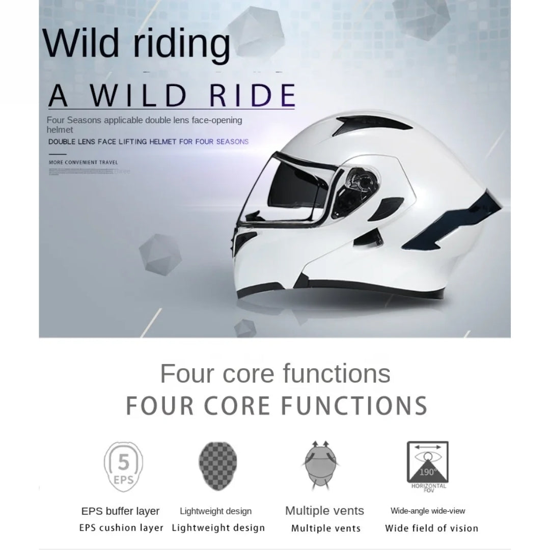 Premium Full-face Motorcycle Helmets Dual Lens Flip