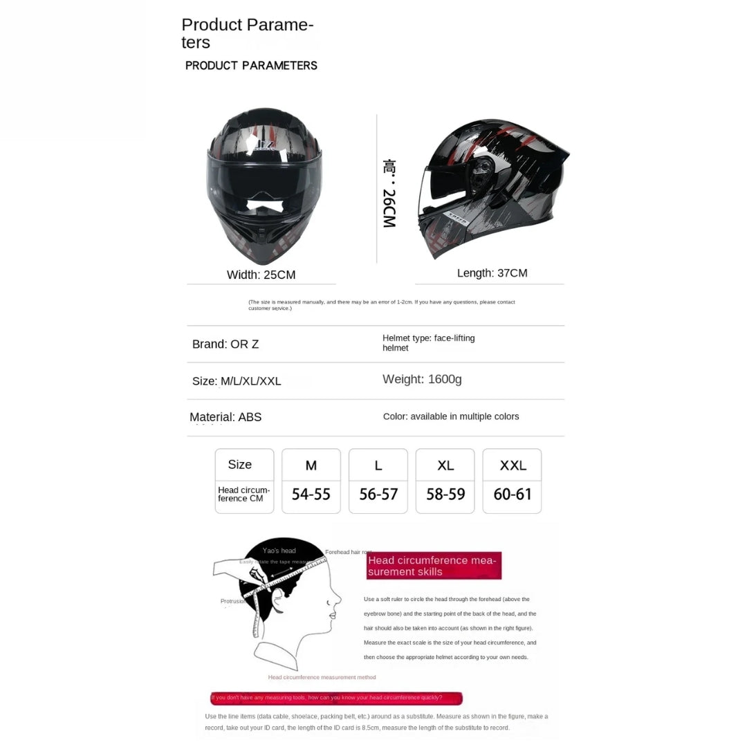 Premium Full-face Motorcycle Helmets Dual Lens Flip
