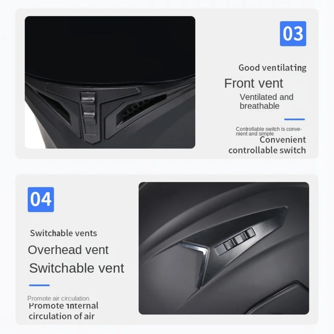 Premium Full-face Motorcycle Helmets Dual Lens Flip