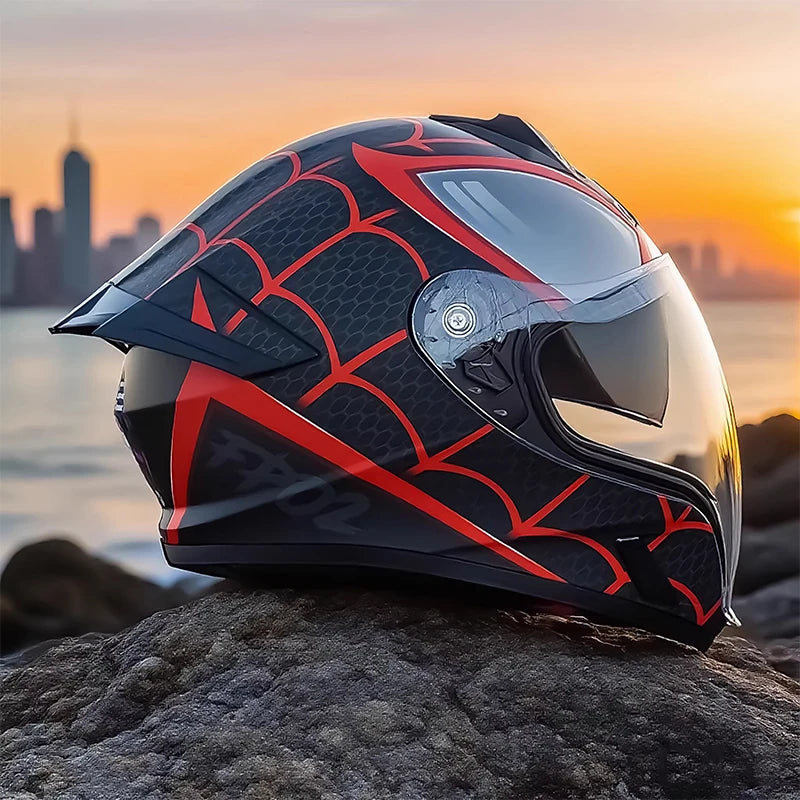 BikerForge Apex Full-Face Helmet — Two Visors Included, DOT Certified