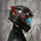 BikerForge Vertex Carbon Full-Face Helmet — Real Carbon Fibre, DOT Certified