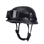 Retro German Leather Half Helmet Motorcycle - DOT Certification