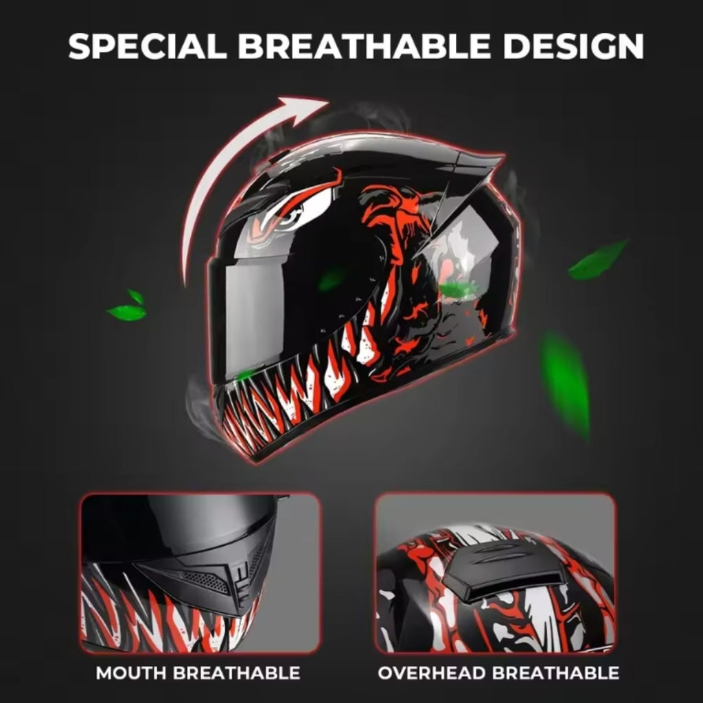Monster Fang Full Face Motorcycle Helmet