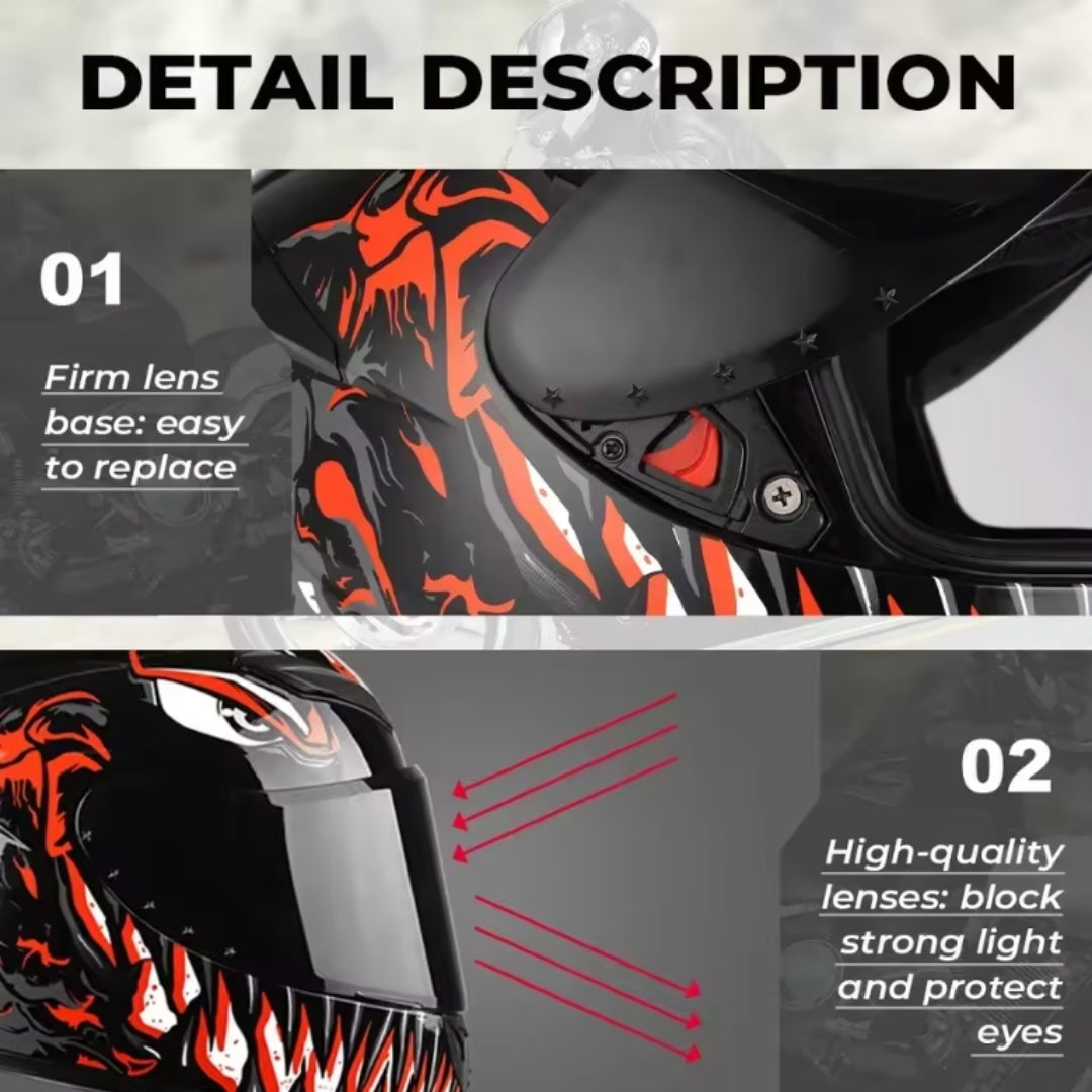 Monster Fang Full Face Motorcycle Helmet