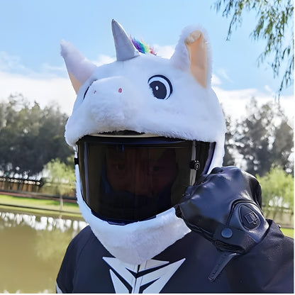 White Unicorn Motorcycle Helmet Cover