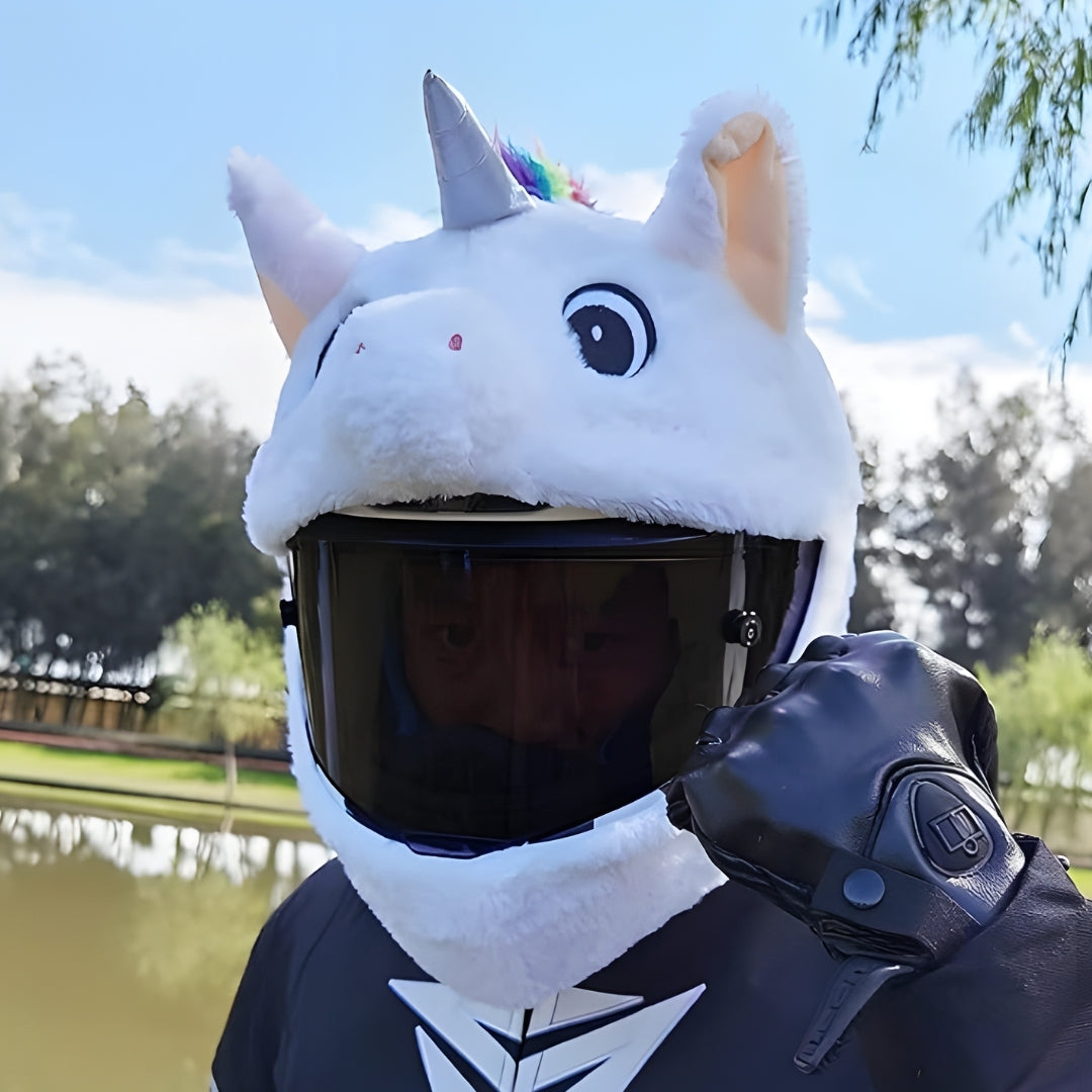 White Unicorn Motorcycle Helmet Cover