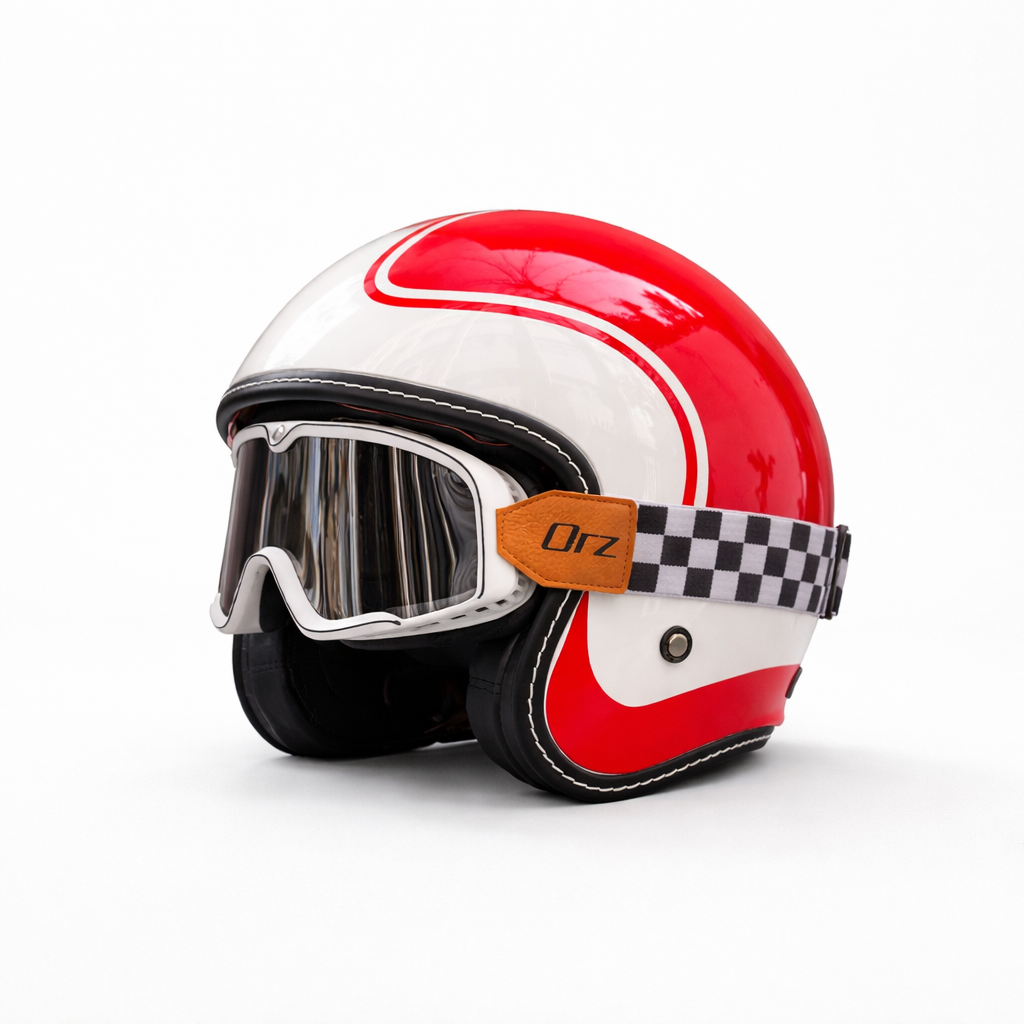 Premium Retro Open-Face Motorcycle Helmet – DOT & ECE Approved