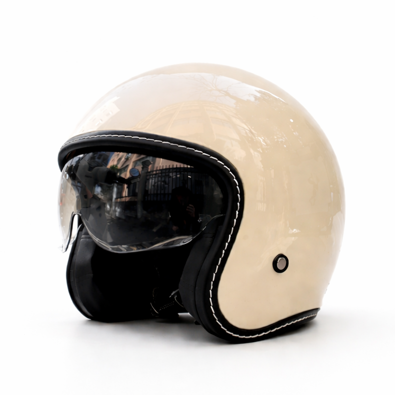 Premium Retro Open-Face Motorcycle Helmet – DOT & ECE Approved