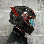 BikerForge Vertex Carbon Full-Face Helmet — Real Carbon Fibre, DOT Certified