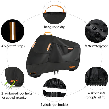 Motorcycle Cover Rain Protection and Sun Protection Built-in Anti-theft Buckle Dust Jacket