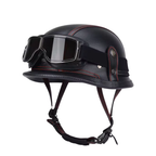 Retro German Leather Half Helmet Motorcycle - DOT Certification