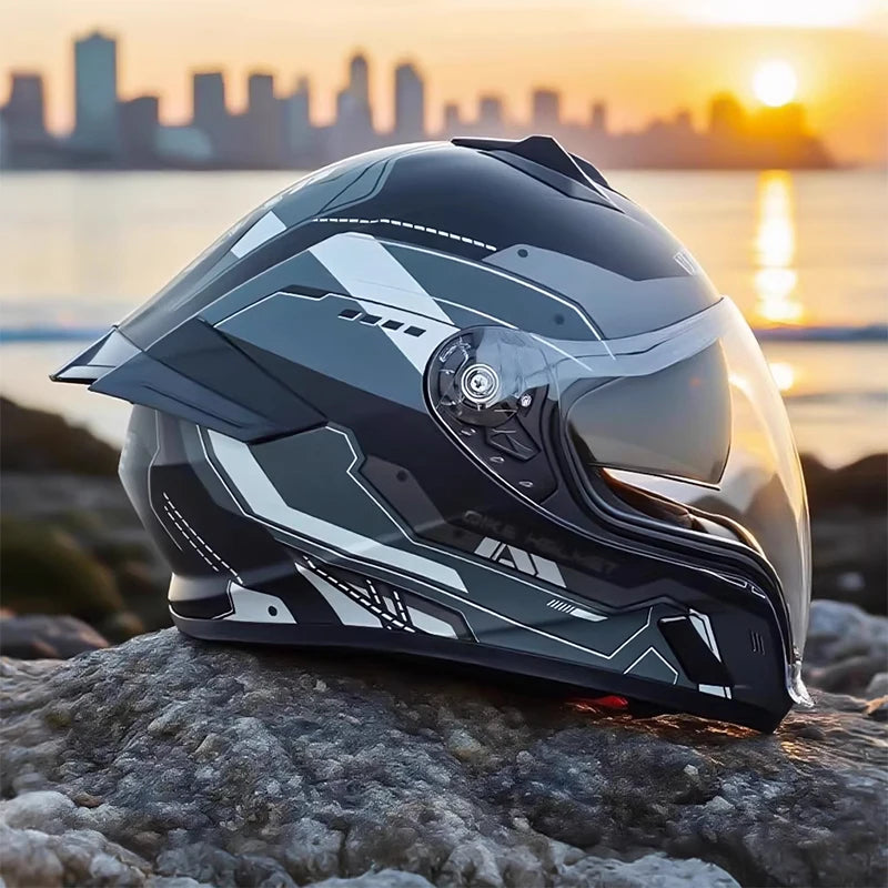 BikerForge Apex Full-Face Helmet — Two Visors Included, DOT Certified