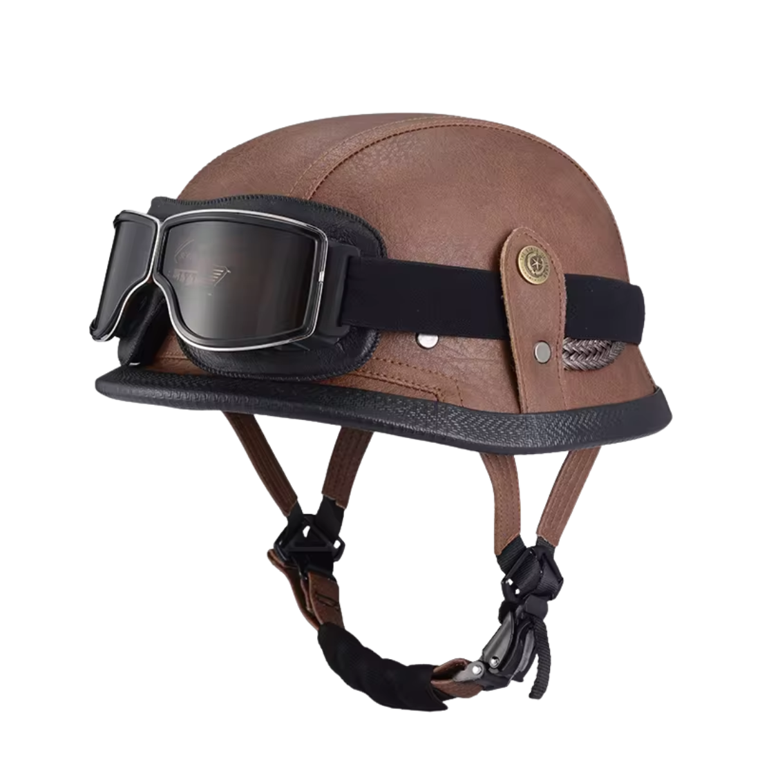 Retro German Leather Half Helmet Motorcycle - DOT Certification