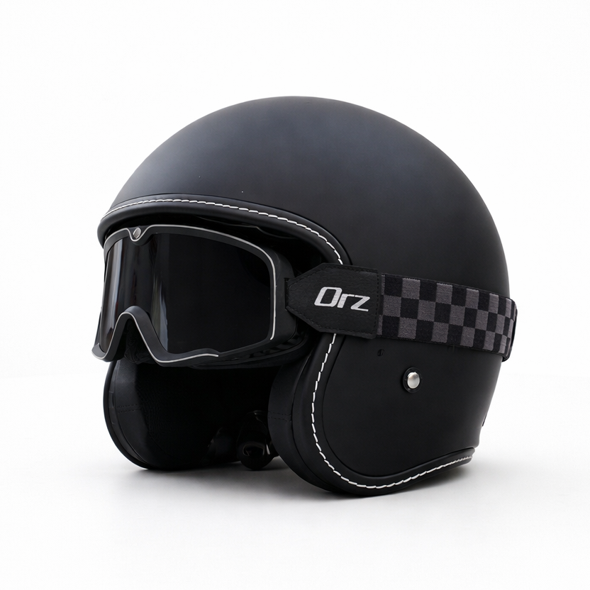 Premium Retro Open-Face Motorcycle Helmet – DOT & ECE Approved
