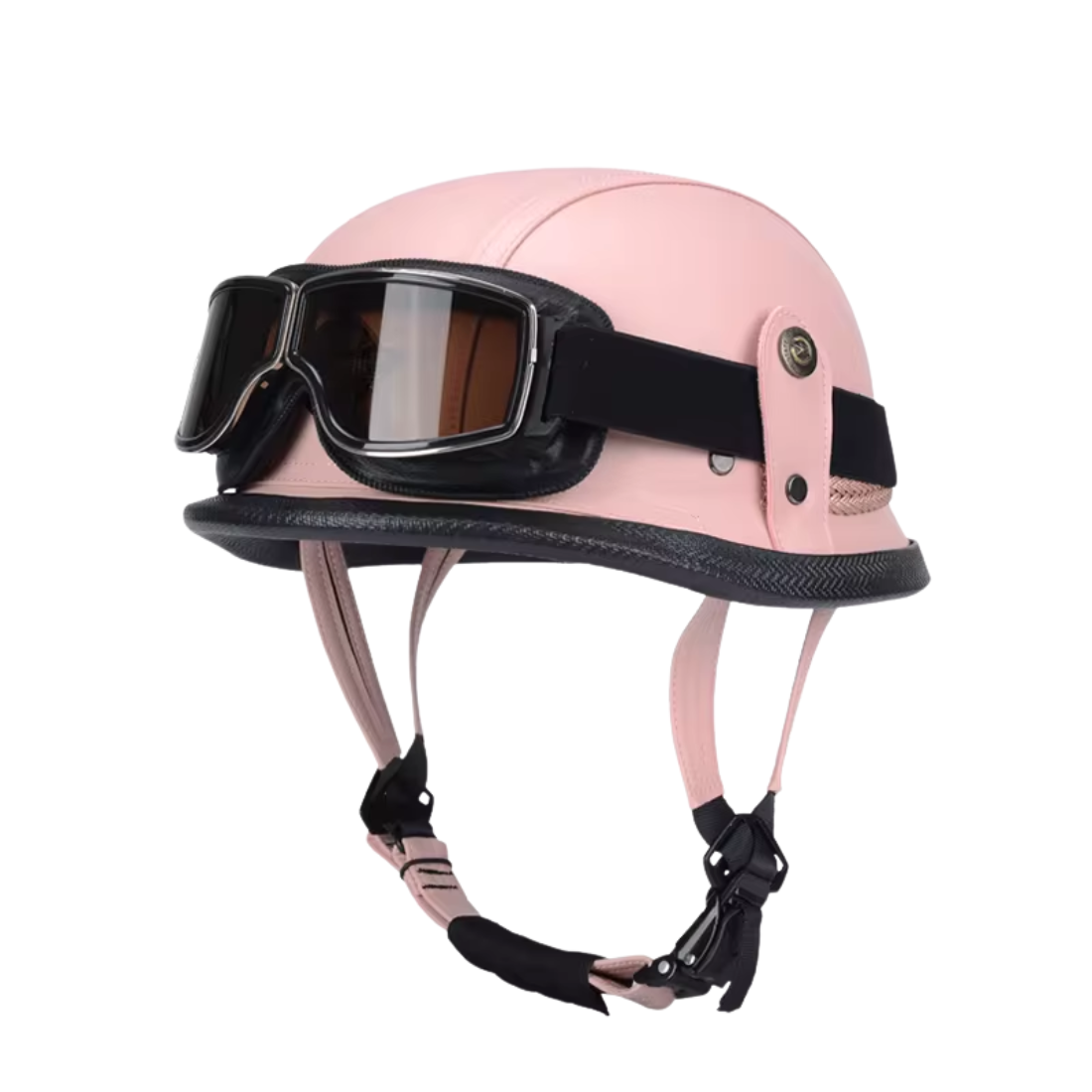 Retro German Leather Half Helmet Motorcycle - DOT Certification