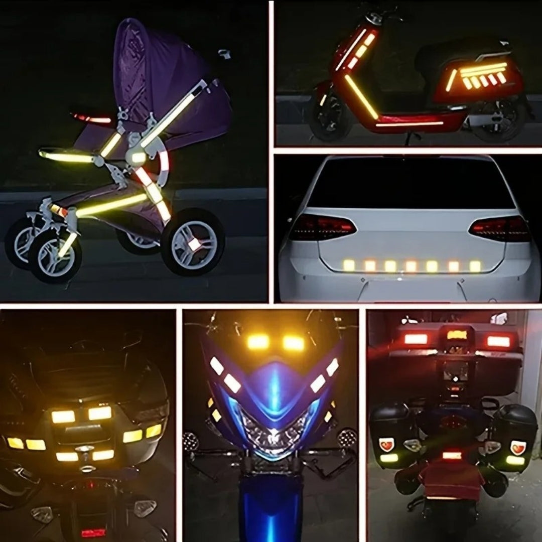 10pcs Motorcycle Car Bumper Reflective Safety Strip Stickers