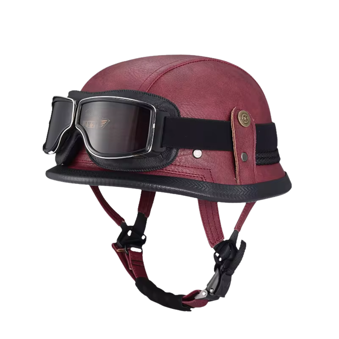 Retro German Leather Half Helmet Motorcycle - DOT Certification