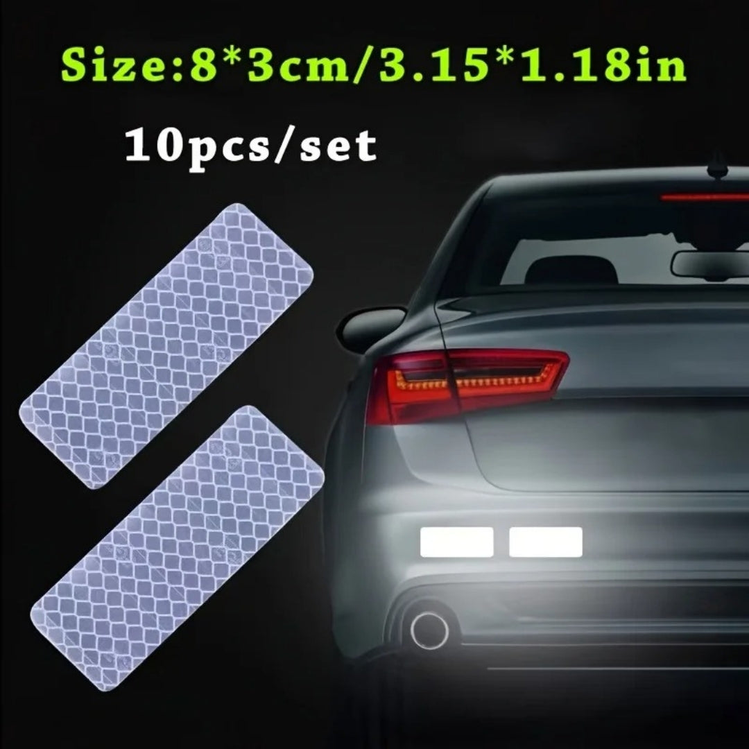10pcs Motorcycle Car Bumper Reflective Safety Strip Stickers
