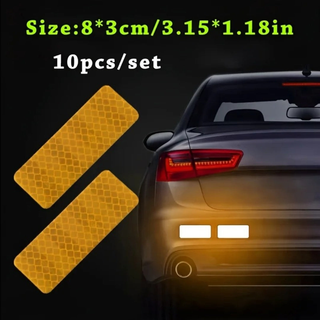 10pcs Motorcycle Car Bumper Reflective Safety Strip Stickers