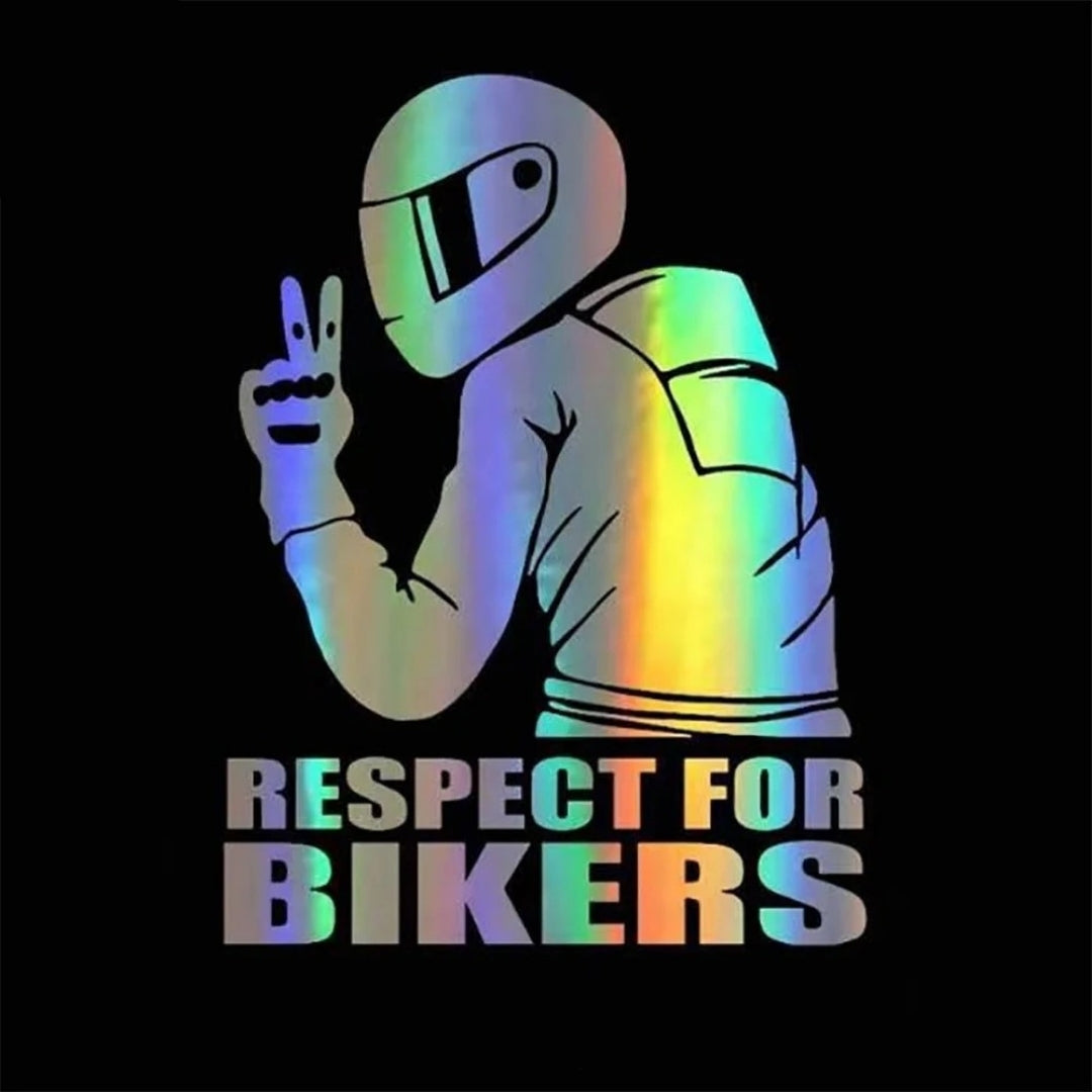 1pc Respect For Bikers 3D Motorcycle Vinyl Sticker Decorative Reflective Car Decals 15x11CM