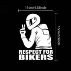 1pc Respect For Bikers 3D Motorcycle Vinyl Sticker Decorative Reflective Car Decals 15x11CM