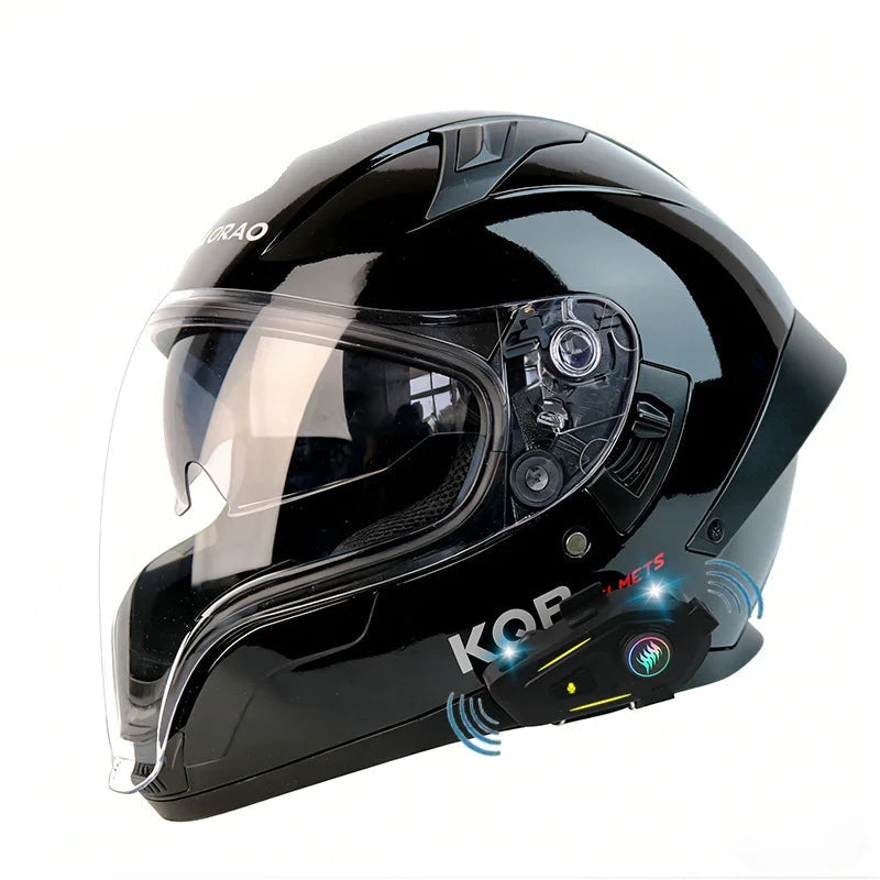 BikerForge Vista Full-Face Helmet — Dual Visor, Bluetooth Ready