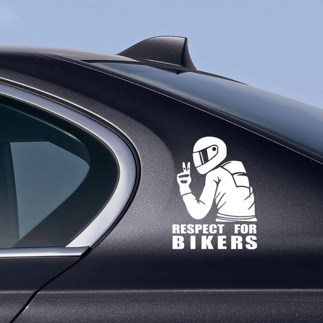 1pc Respect For Bikers 3D Motorcycle Vinyl Sticker Decorative Reflective Car Decals 15x11CM