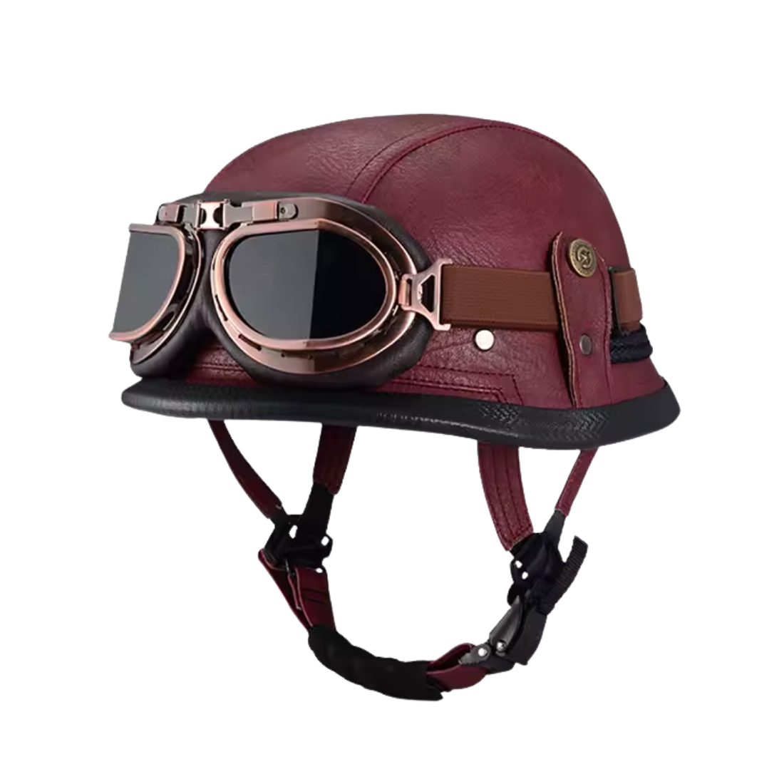 Retro German Leather Half Helmet Motorcycle - DOT Certification