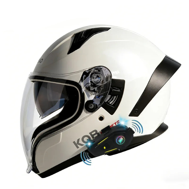 BikerForge Vista Full-Face Helmet — Dual Visor, Bluetooth Ready