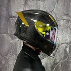 BikerForge Vertex Carbon Full-Face Helmet — Real Carbon Fibre, DOT Certified