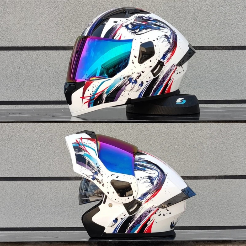 Motorcycle Full Face Modular Flip Helmet DOT Approval