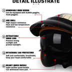 Vintage Motorcycle Helmet Open-Face