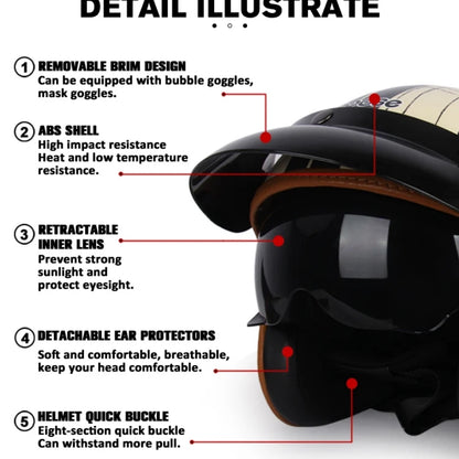 Vintage Motorcycle Helmet Open-Face