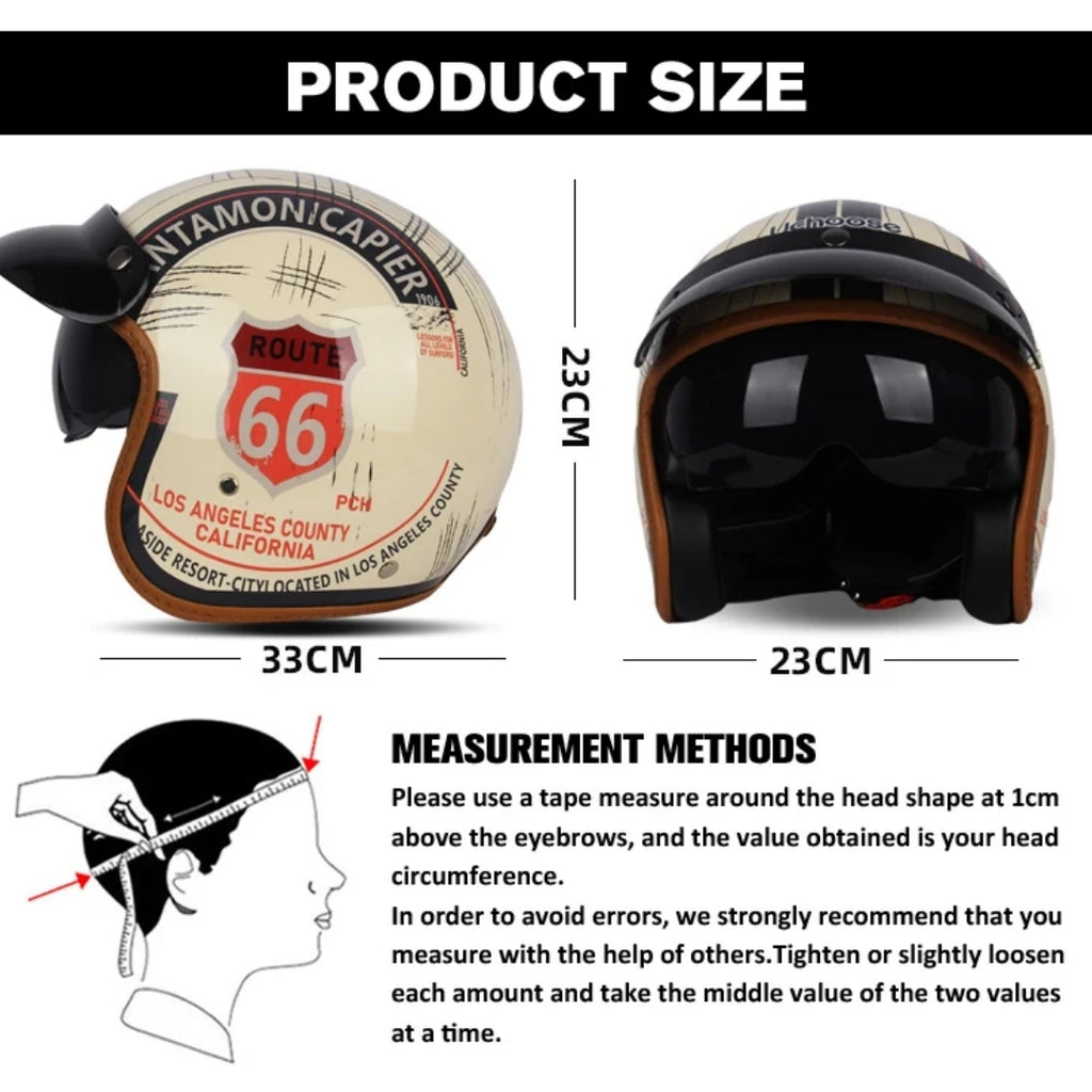 Vintage Motorcycle Helmet Open-Face