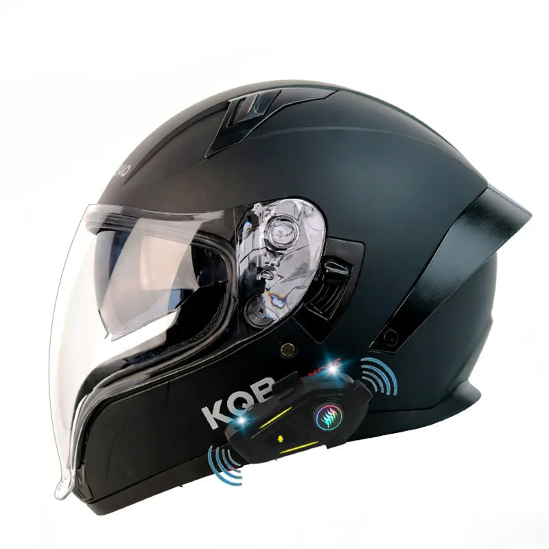 BikerForge Vista Full-Face Helmet — Dual Visor, Bluetooth Ready
