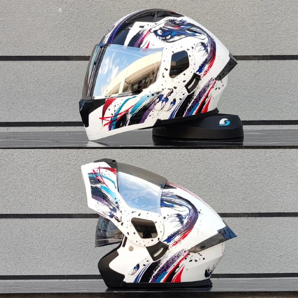 Motorcycle Full Face Modular Flip Helmet DOT Approval
