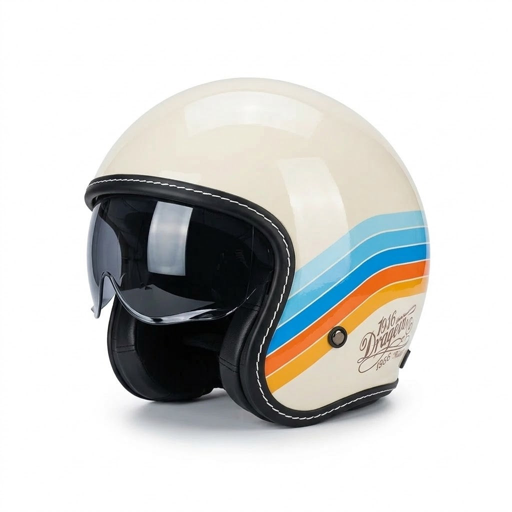 Premium Retro Open-Face Motorcycle Helmet – DOT & ECE Approved